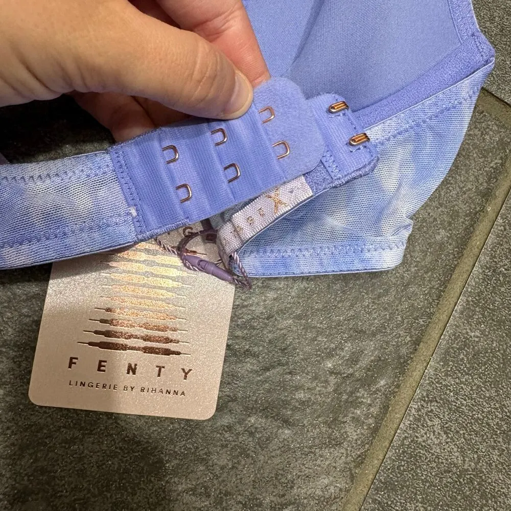 Savage X Fenty Lace Stretch Woven Plunge Half Cup Bra Purple Rain Tie Dye 32C Size undefined - Image 7