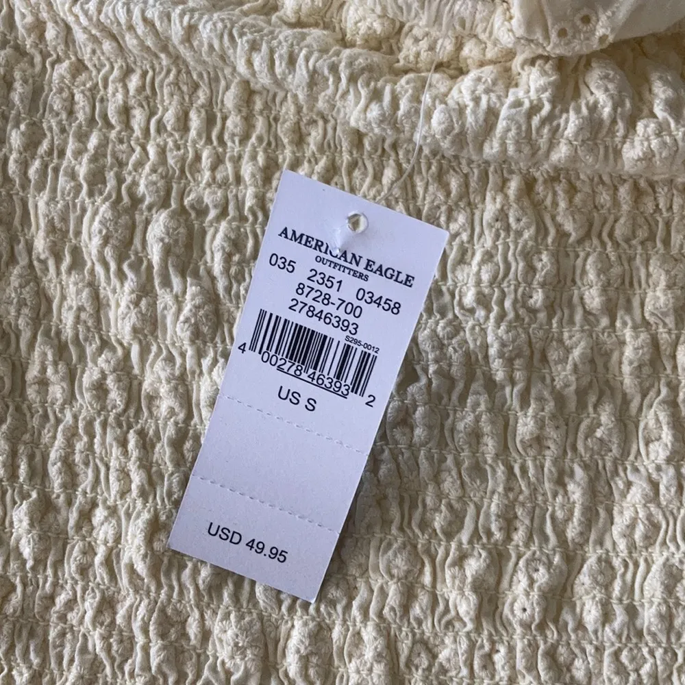 American Eagle Yellow Ruffled Smocked Crop Top Off Shoulder Blouse Frilled NWT - Image 5