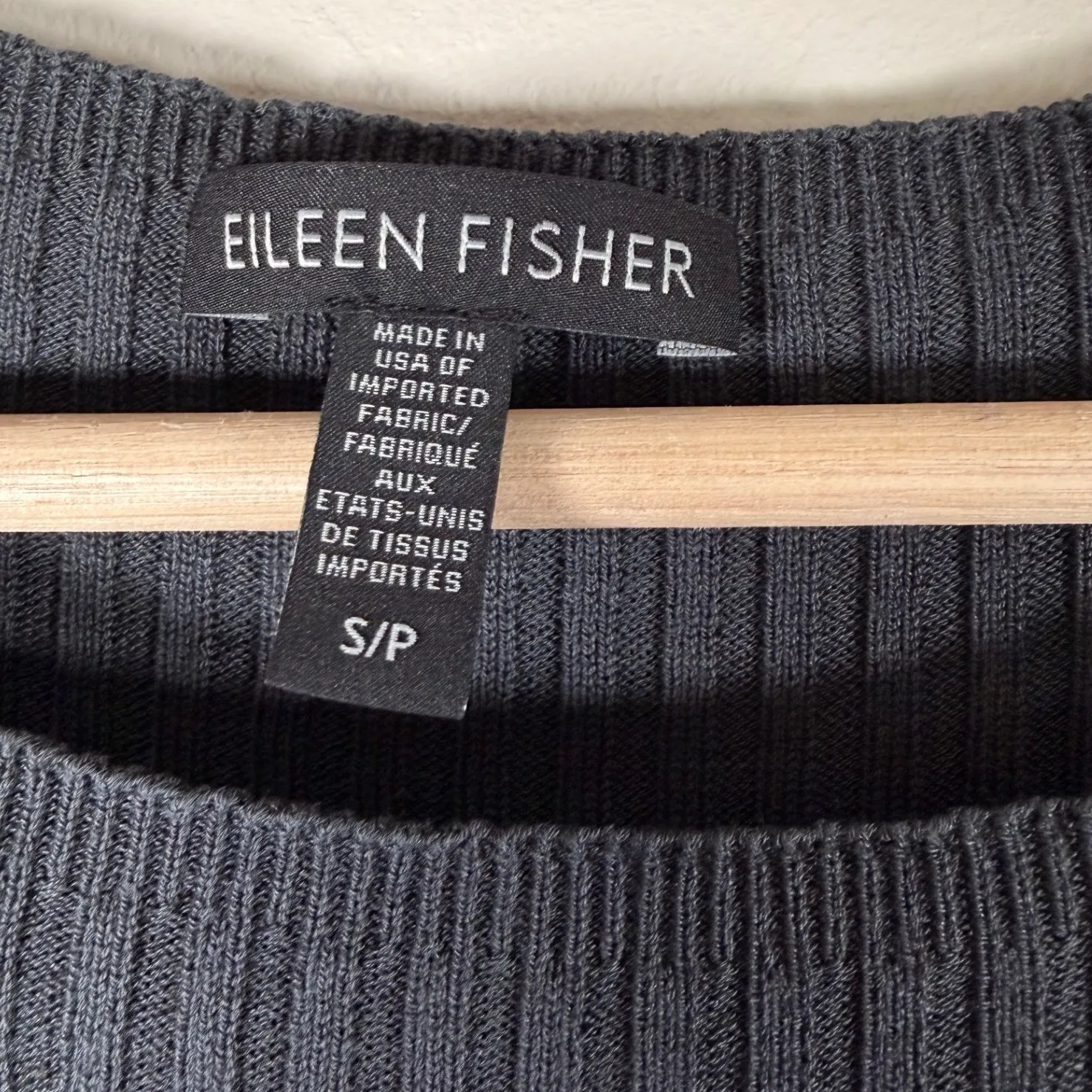 EILEEN FISHER Black Ribbed Cap Sleeve Tunic Dress S P Tencel Lyocell - Image 2