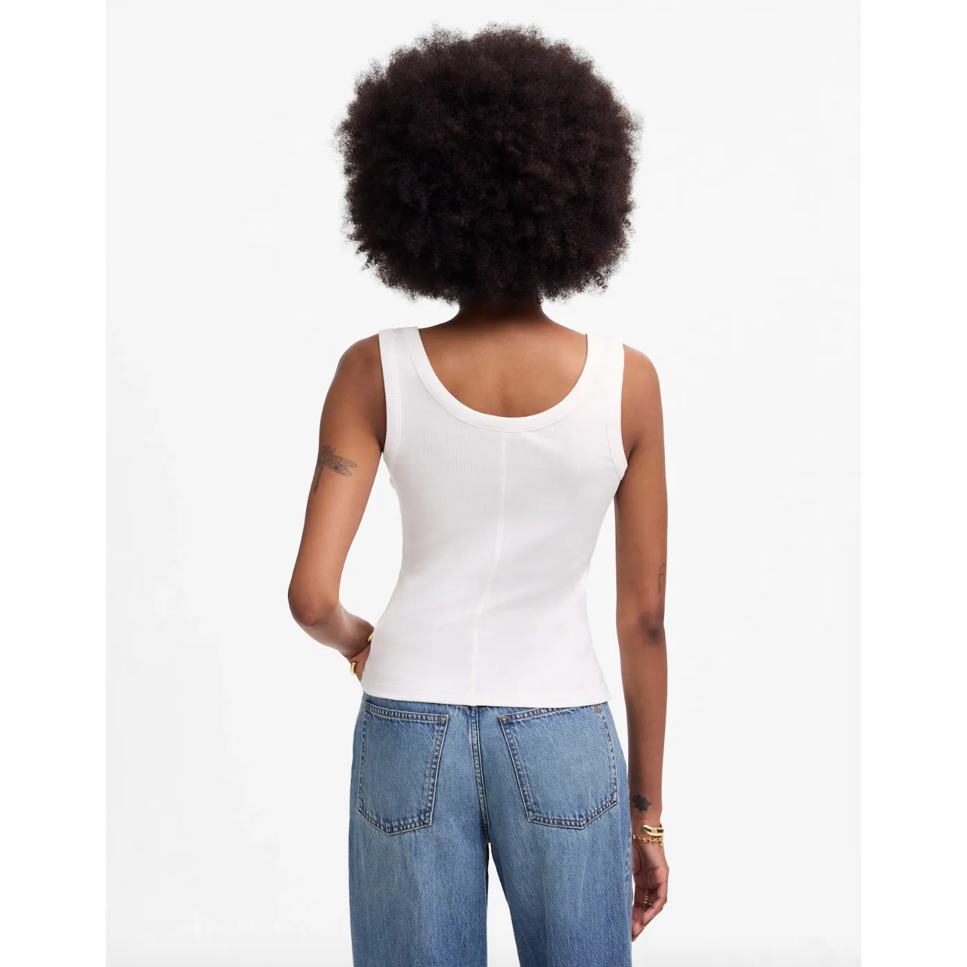 Madewell Regenerative Cotton Ribbed Scoopneck Tank Top Womens White XL NWT - Image 3