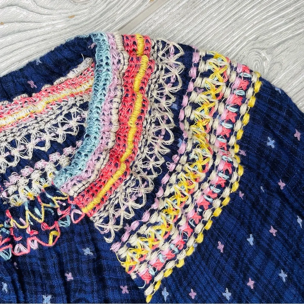 free people women’s Talia embroidered blouse shirt  bell shelve flair small - Image 5