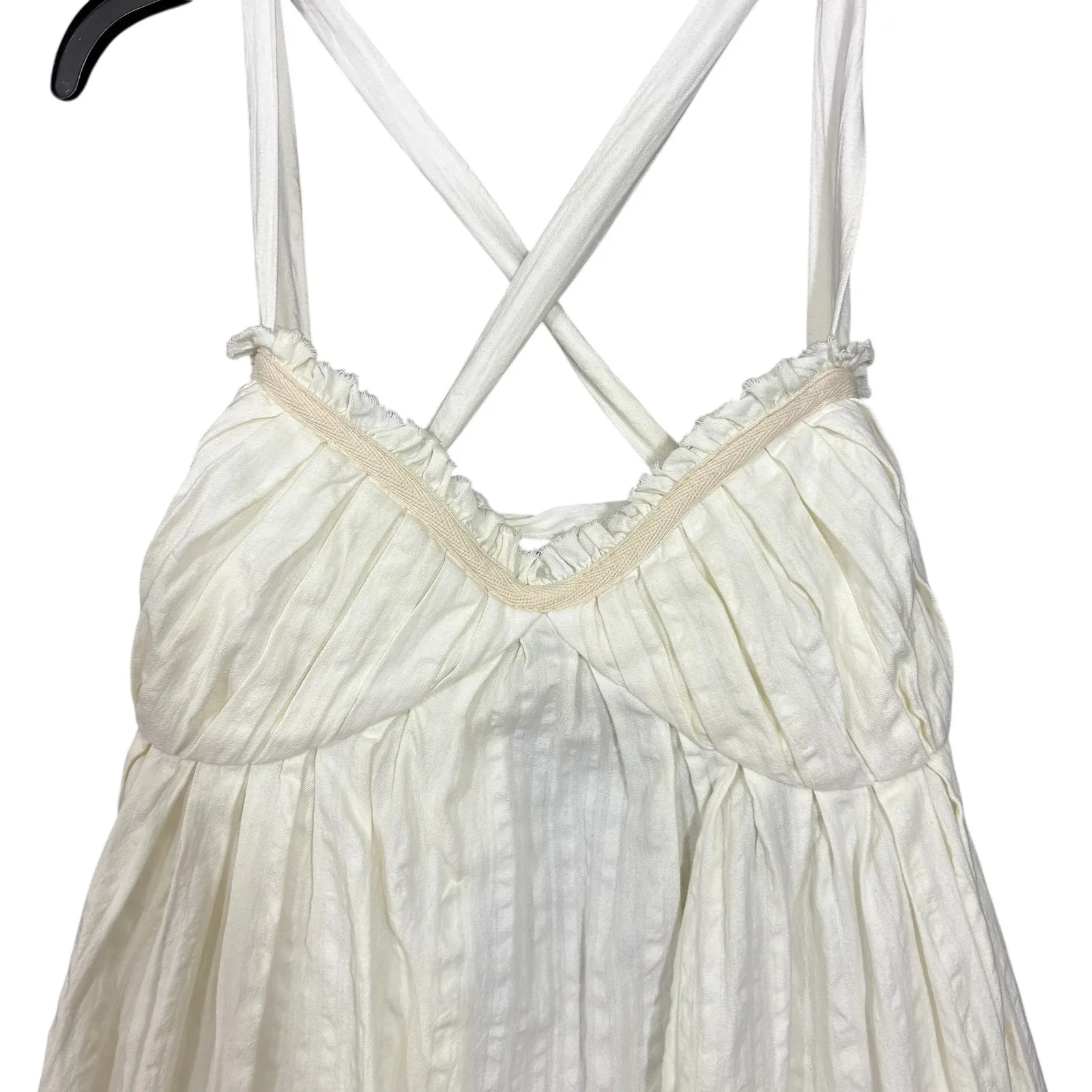 Free People X Free Est Poppy Midi Dress Coconut Milk Seersucker L - Image 8