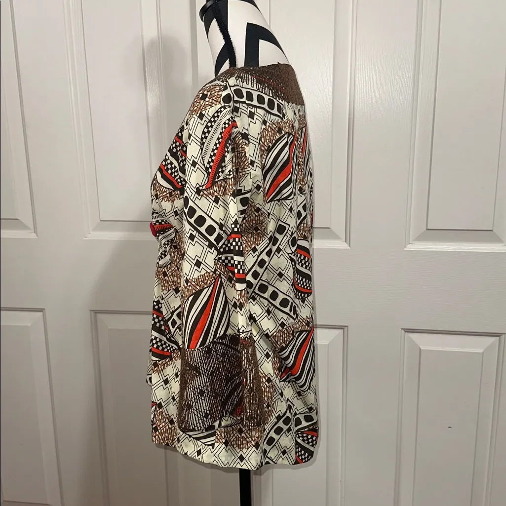Anya Hindmarch Brown and Red Patterned Tunic Size M - Image 3