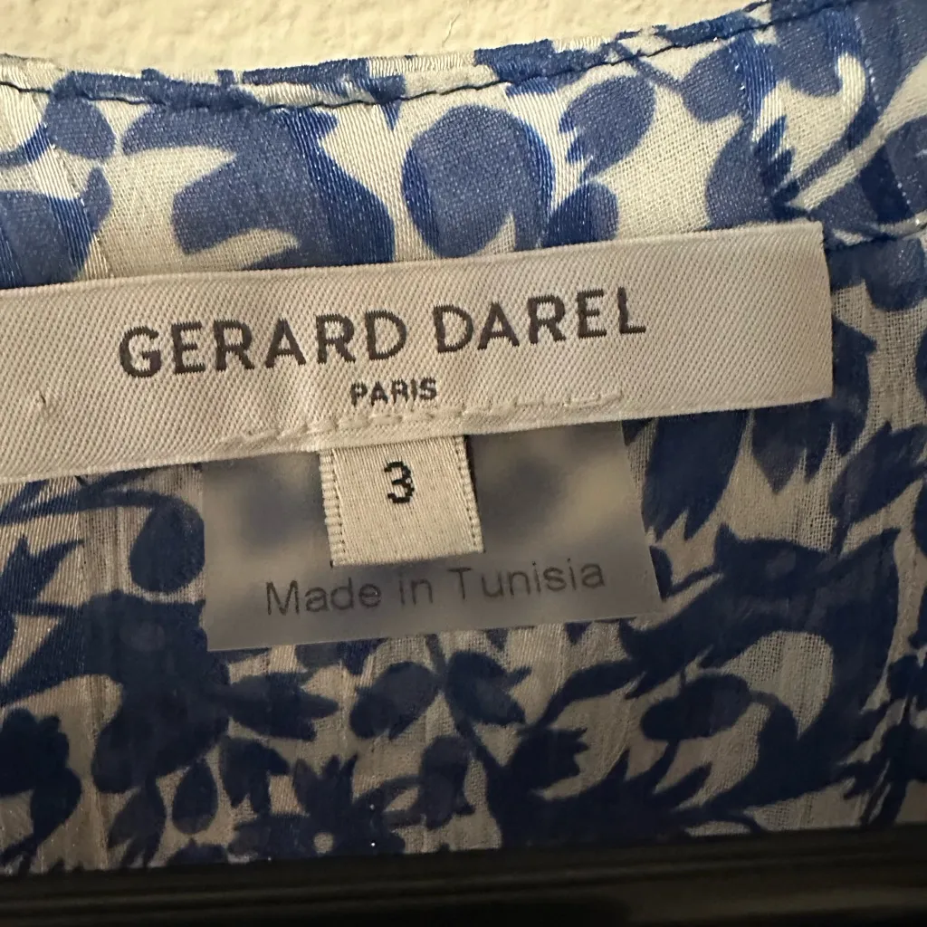 Gerard Darel Paris French designer Nicole blouse blue floral size 3 = US 6 small - Image 4