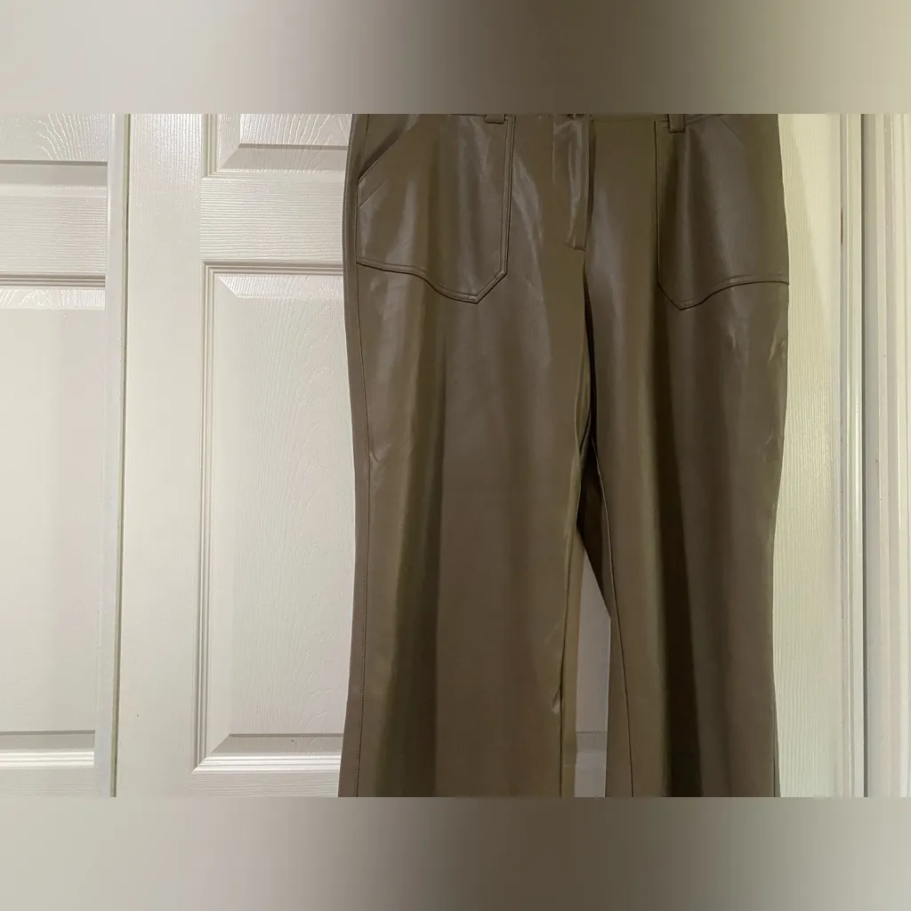 Maeve Full Length High Rise Wide-Leg Faux Leather Pant SIZE 18 W - Image 3