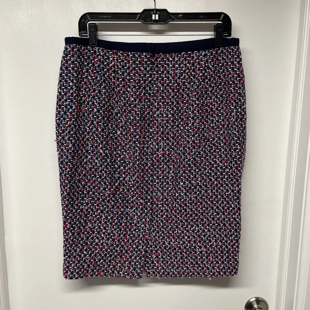Talbots Womens Red White Blue Boucle Tweed Straight Pencil Skirt Size 10 - Image 2