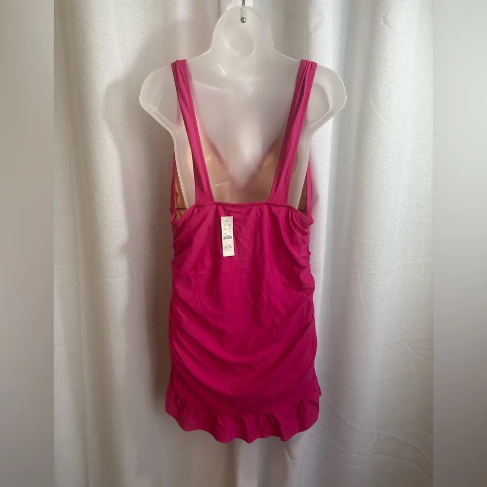 NWT J.‎ CREW Ruched Femme One Piece Swim Dress Pink 16 Plus Size 0373 - Image 4