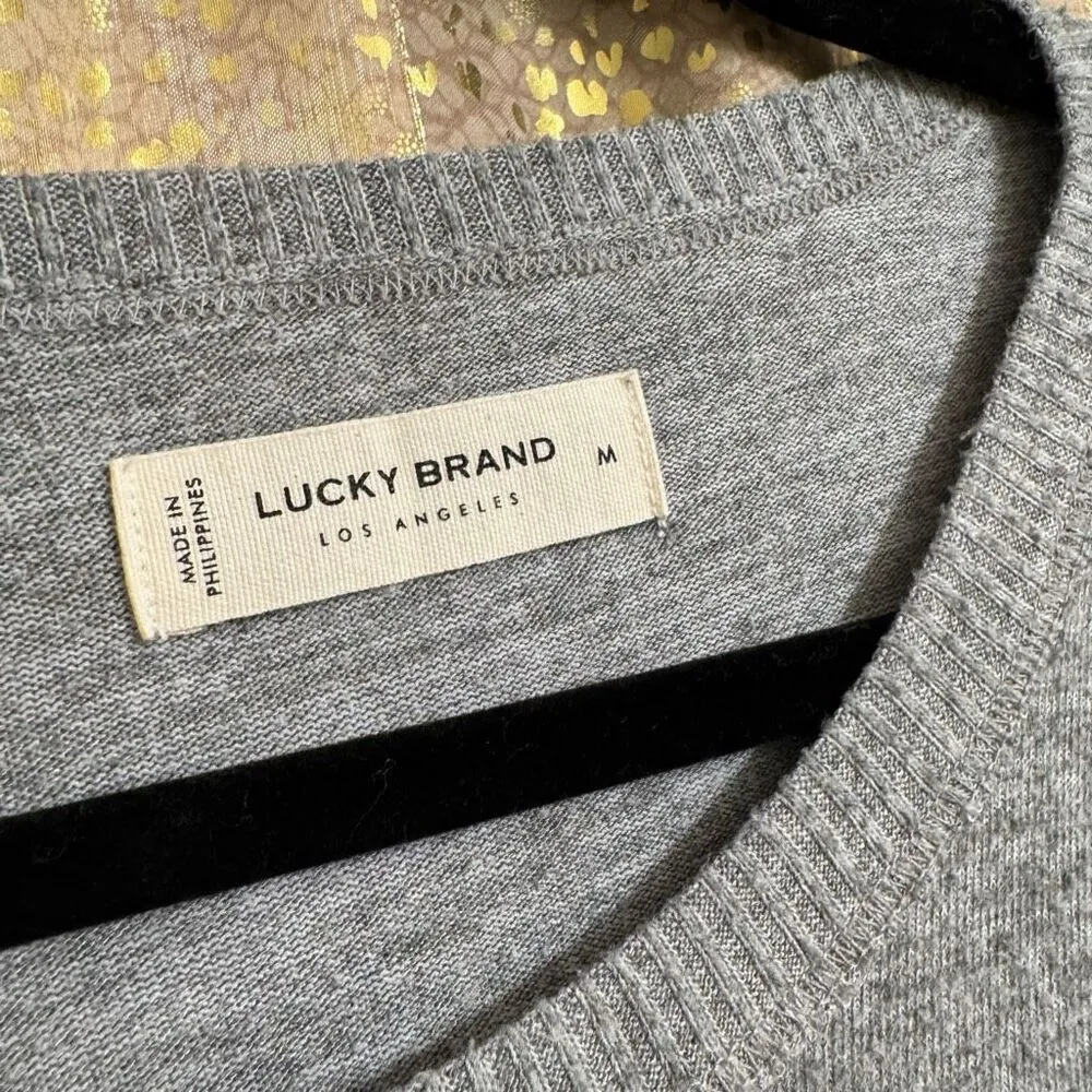Lucky‎ Brand Heather Gray Minimalist Long Sleeve Shirt Dress Medium - Image 3