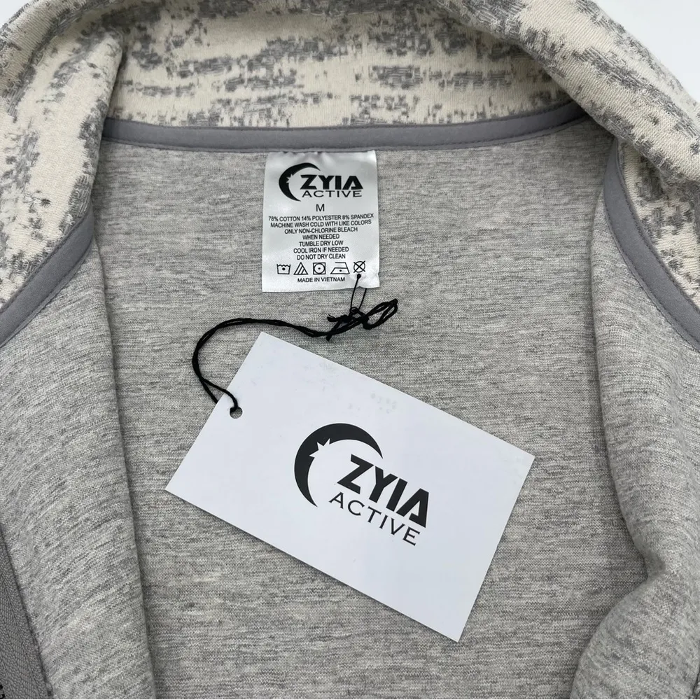 Zyia Active Jacket Medium Women Cream Combo Full Zip Long Sleeve Athletic New - Image 6