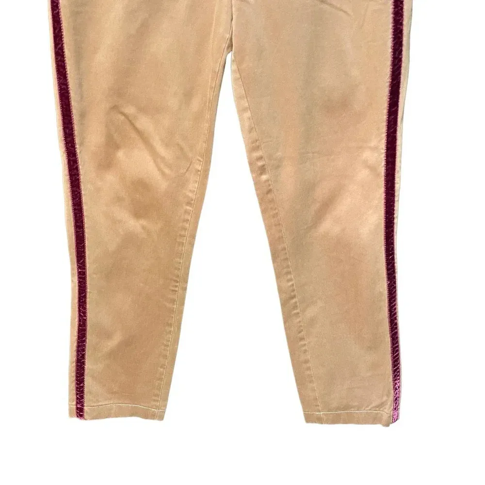 Anthropologie Pilcro Relaxed Chino Pants Trouser Velvet Side Stripe Tan‎ Size 28 - Image 6