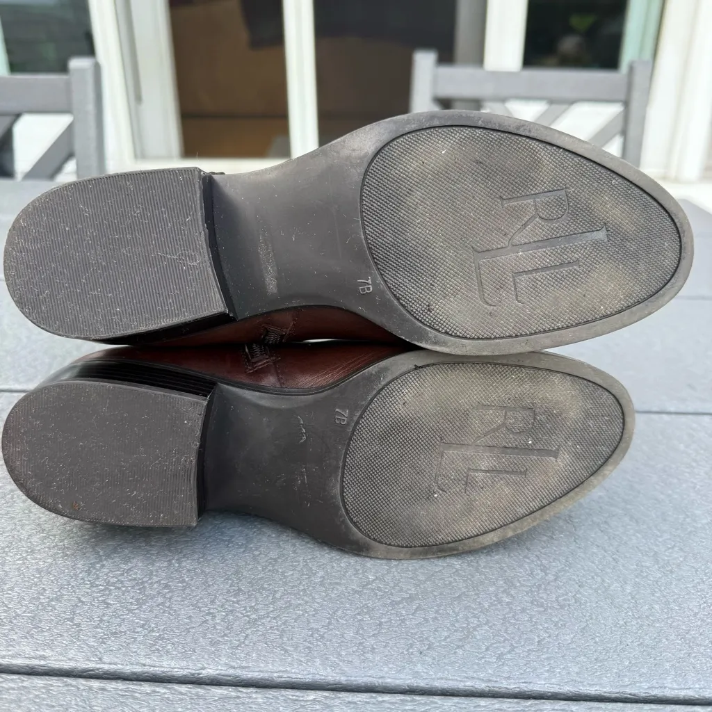 Lauren Ralph Lauren Women's Brown Margo Boots Leather Ankle Sz 7 B Brown - Image 6