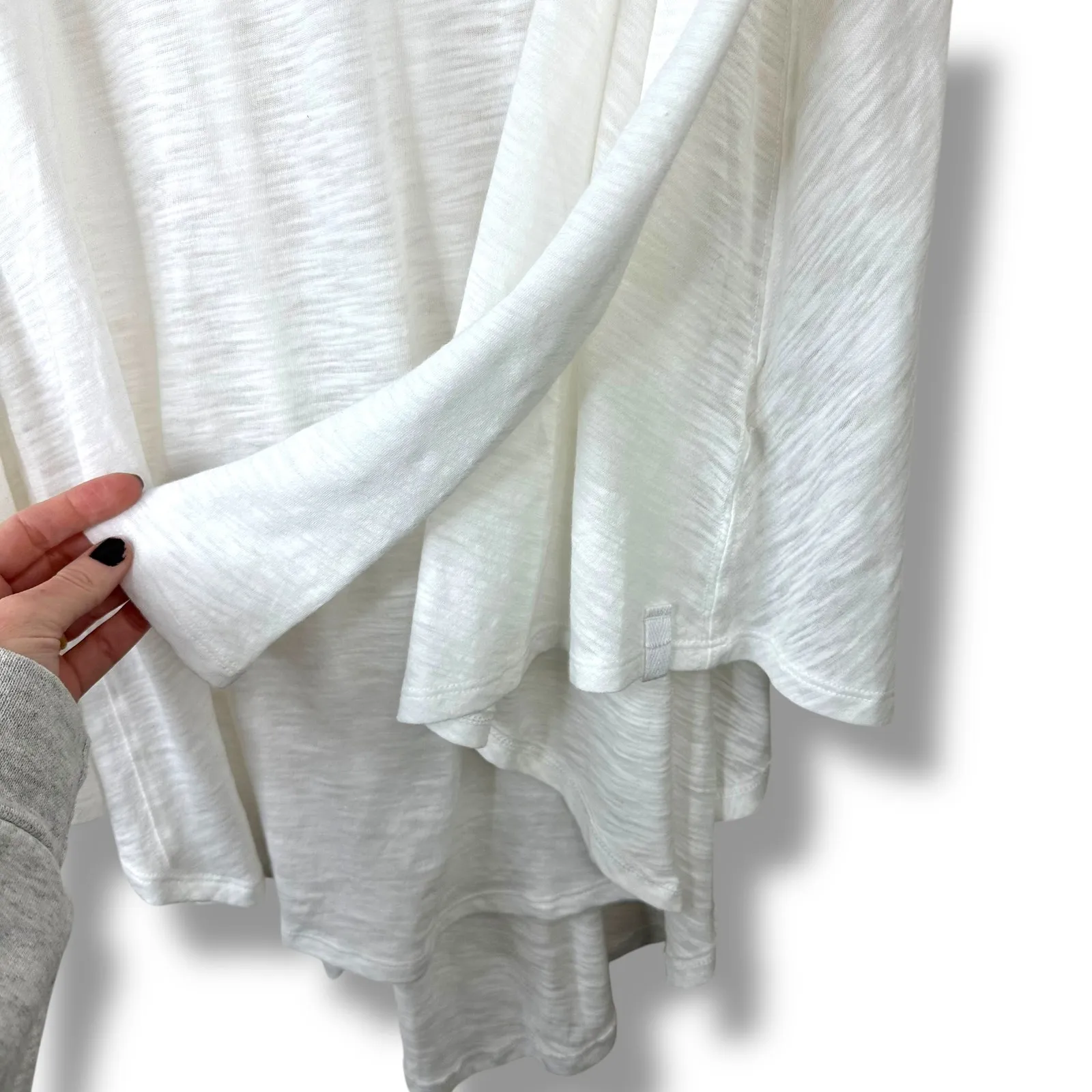 Free People We The Free Aria Trapeze White Boho Drapey Asymmetric Crewneck Top - Image 5