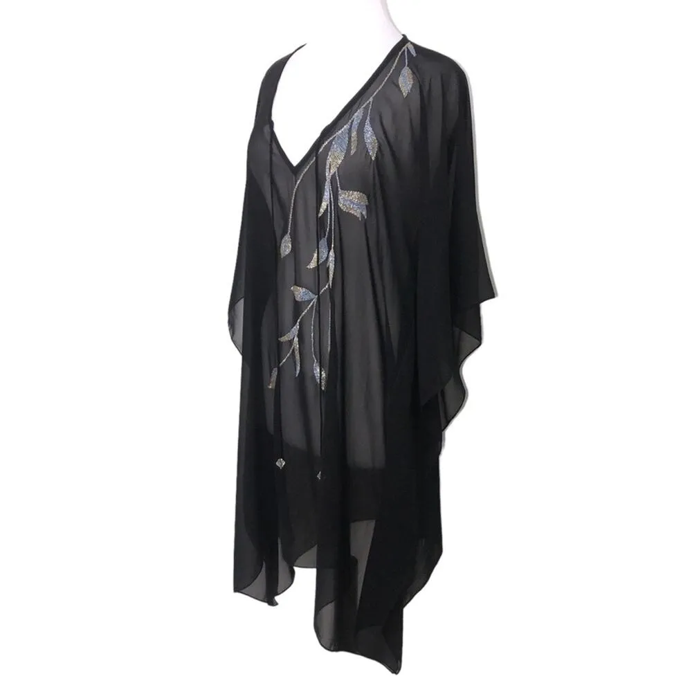 Natural Impressions Beaded Leaf Kaftan Swim Cover Up One Size NWT - Image 4