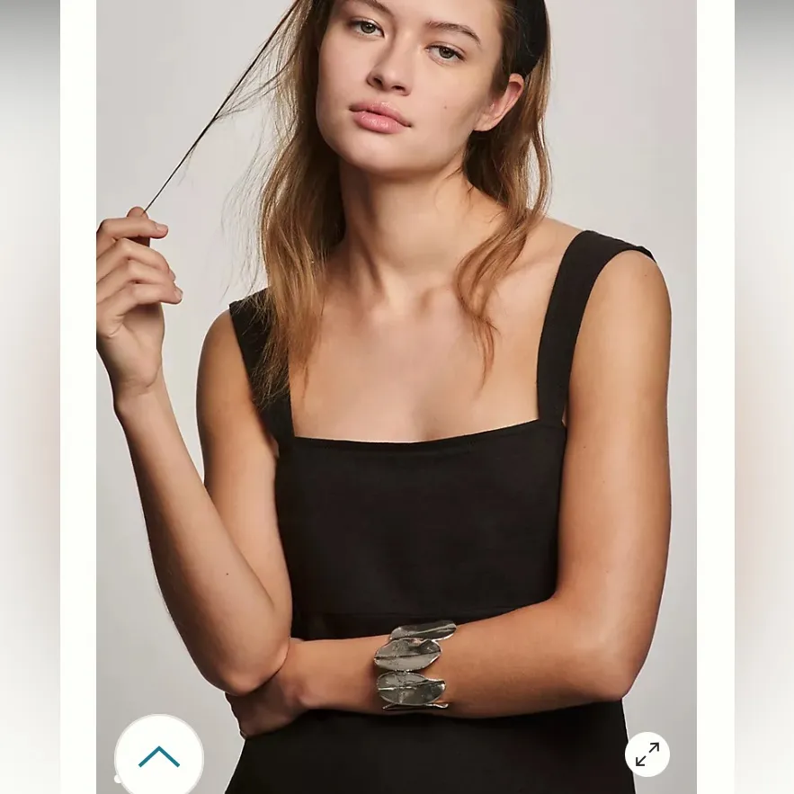 Anthropologie PILCRO black square neck tie back linen blend midi dress. Small - Image 2