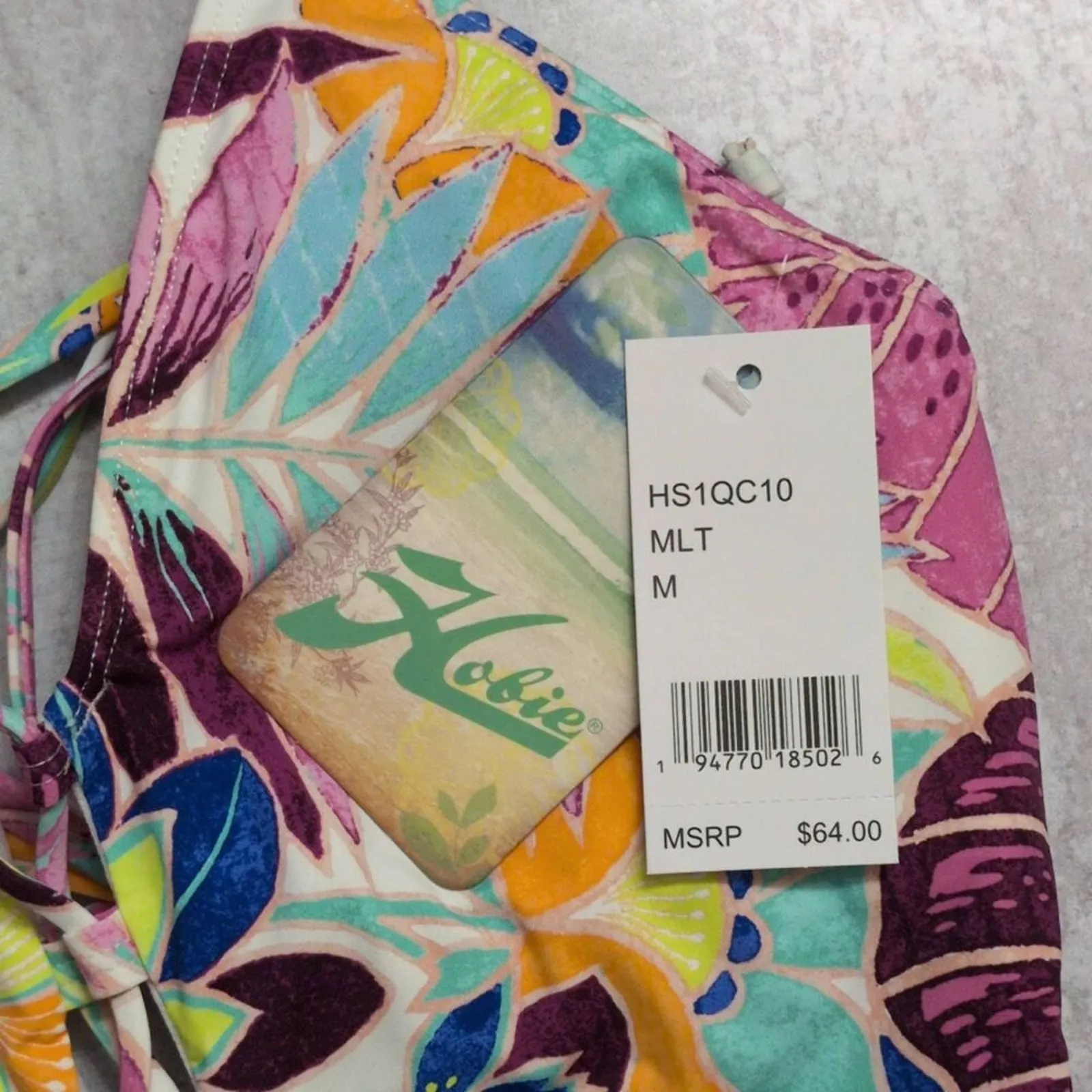 NWT Hobie Floral Pattern Cross Back Straps Padded Bust One Piece Swimsuit US M - Image 5