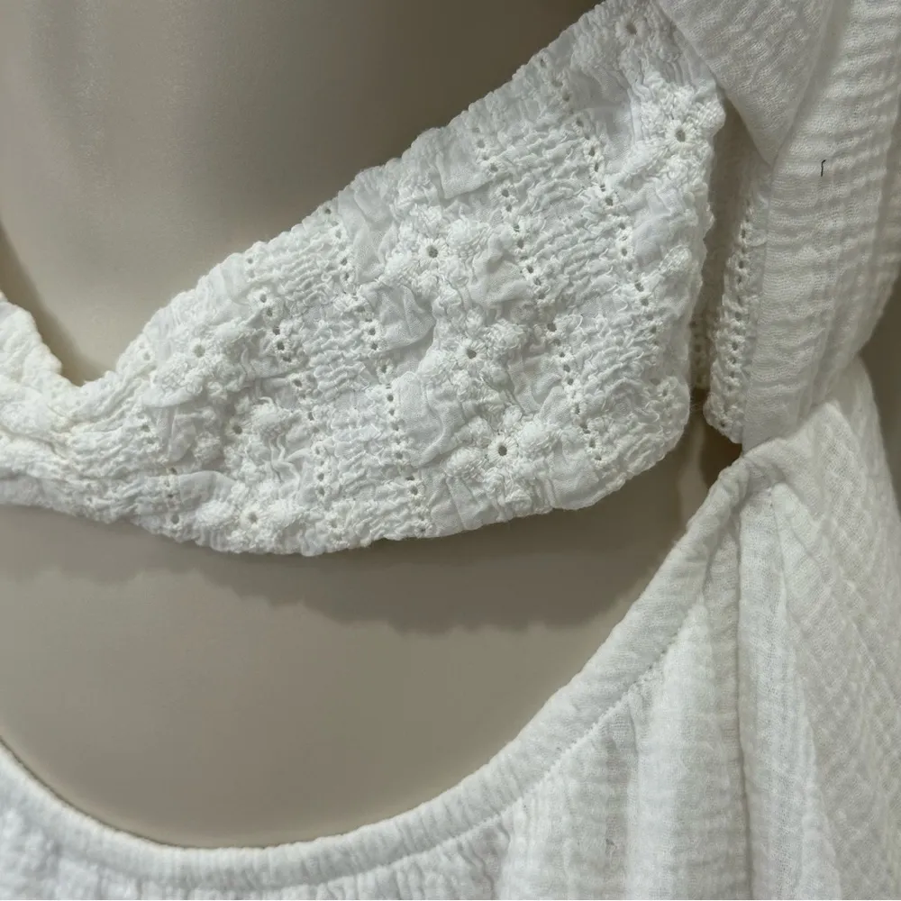 Majorelle Cambria Mini Dress White Cutout Long Sleeve Crochet Small Bridal Grad - Image 7