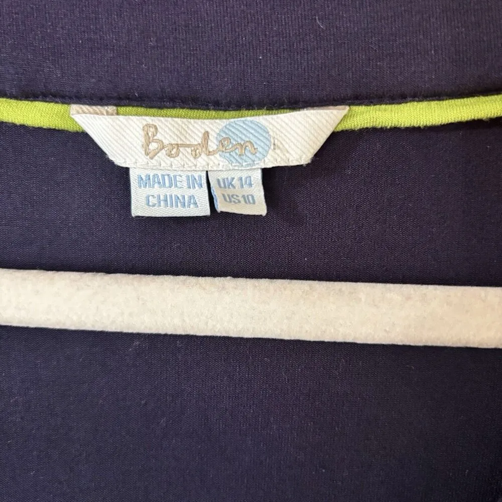 Boden Tunic Dress Womens 10 Blue Floral Embellished Stretch Pullover V Neck - Image 6