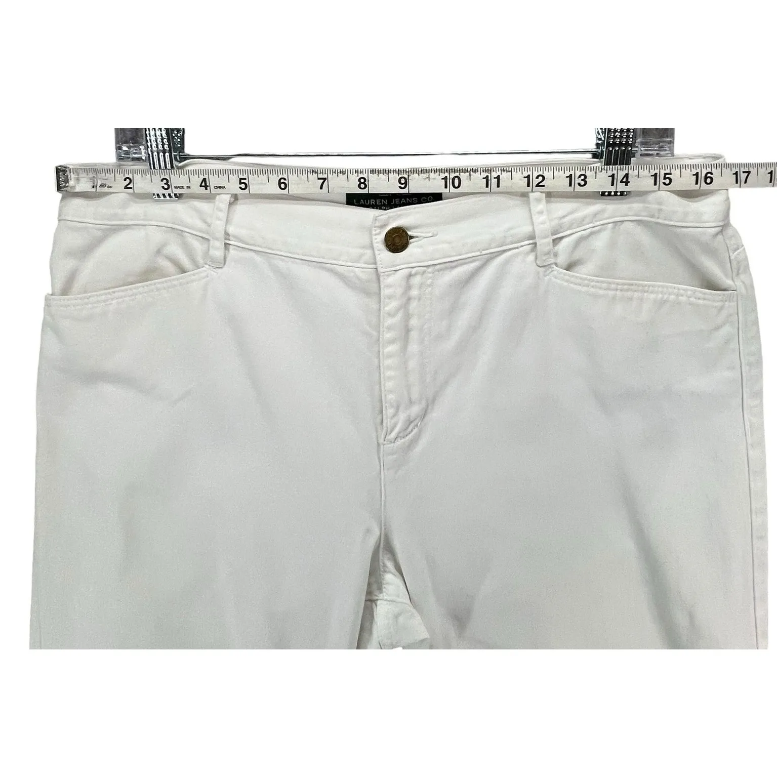 Ralph Lauren LRL Jeans Womens 10 White Denim Classic Midcalf Crop Nautical Beach - Image 4