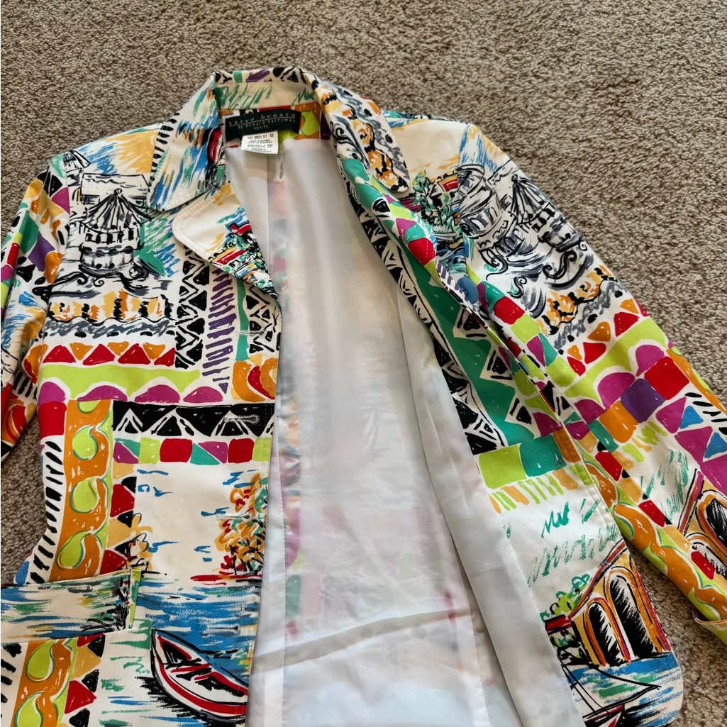 Harvé Benard Art to Wear Vintage-Inspired Elsbeth Blazer Petite 2P Bold Print - Image 6
