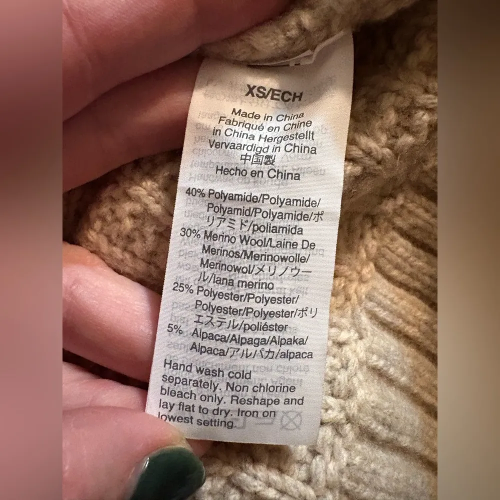 Madewell XS Tan Ribbed Turtleneck Tunic Knit Wool Alpaca Cozy Warm Sweater - Image 8