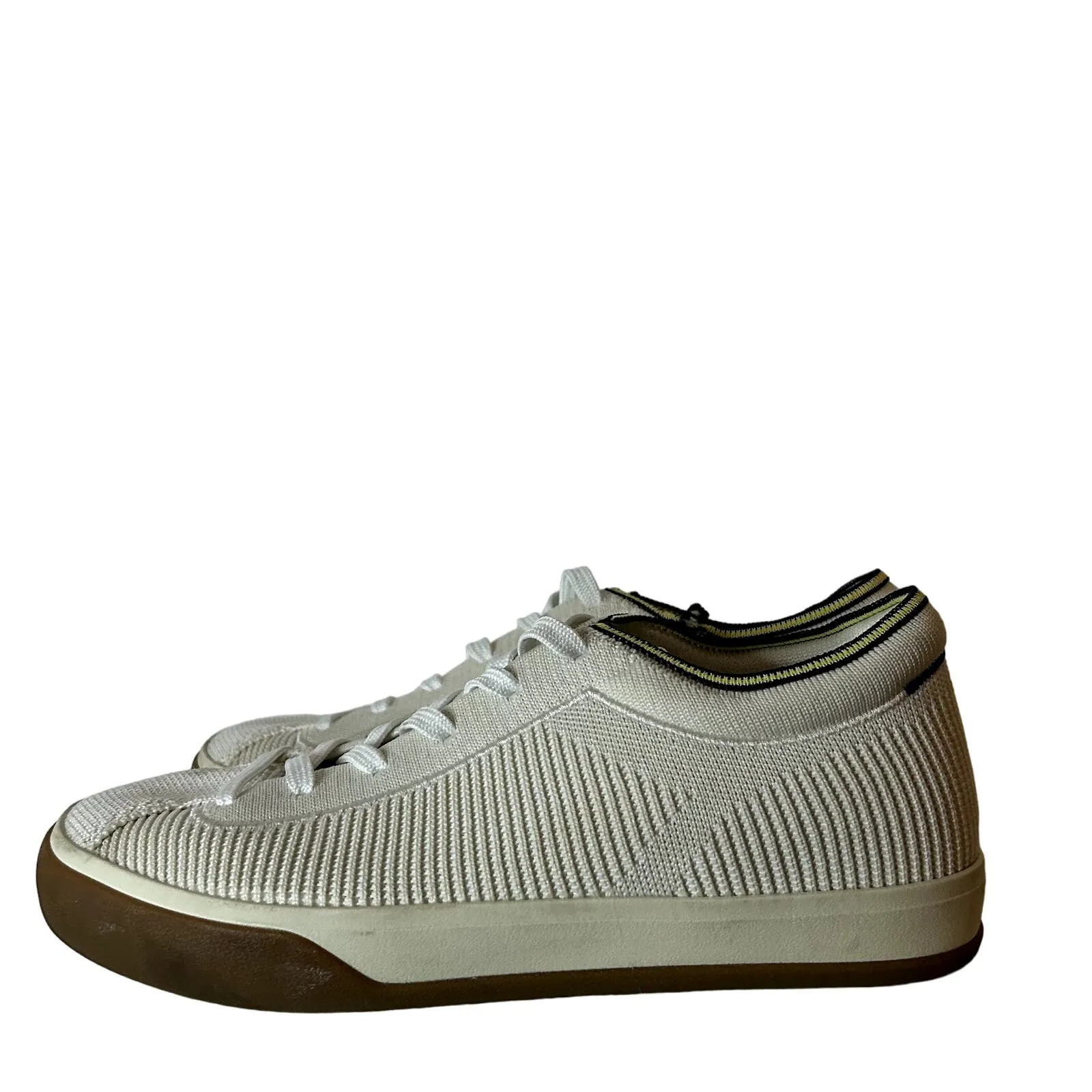 Rothy’s The Lace up Sneaker Womens Size 8 Vanilla Blue Woven Discontinued HTF - Image 2