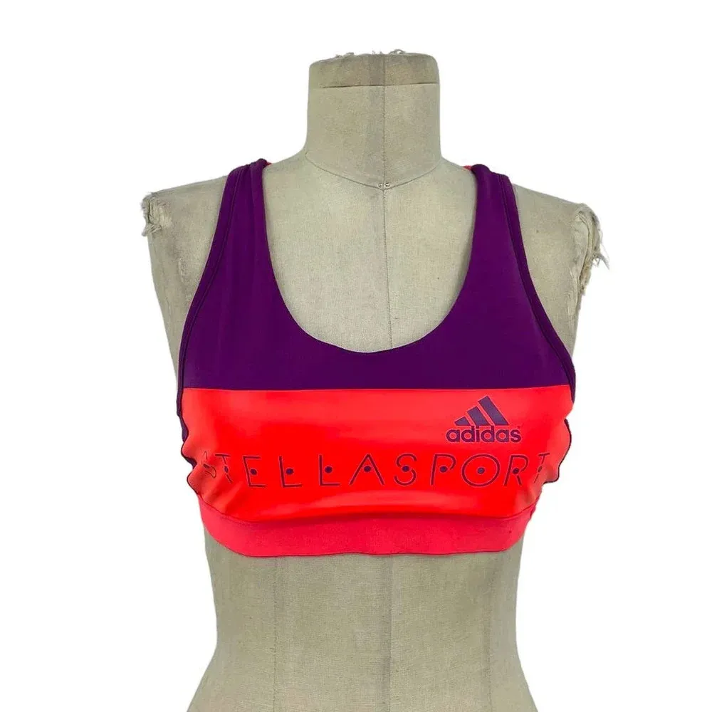 Adidas Stellasport Stella McCartney Sports Bra Logo Purple Pink Size Small - Image 3