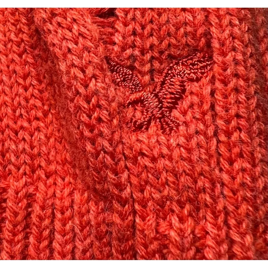 American Eagle Cable Knit Sweater Mens Medium Orange Scoop Neck Boho Cozy Warm - Image 6