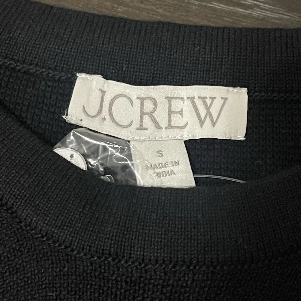 J.CREW. Embellished Sweater Shell Small‎ Black Cream NEW Mirrors Career CG794 - Image 2