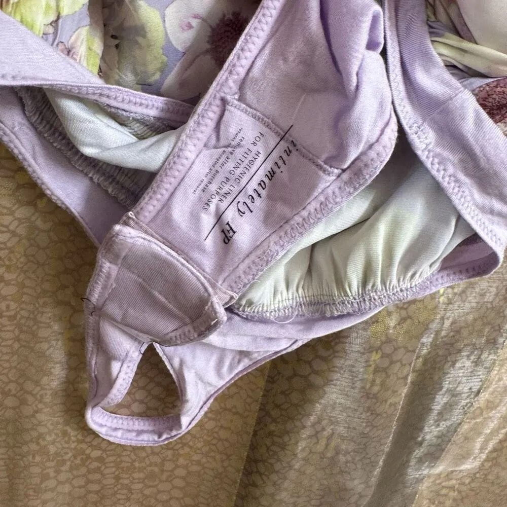 Free People Lavender One Shoulder Floral Silky Tie Shoulder Bodysuit Small NWOT - Image 5