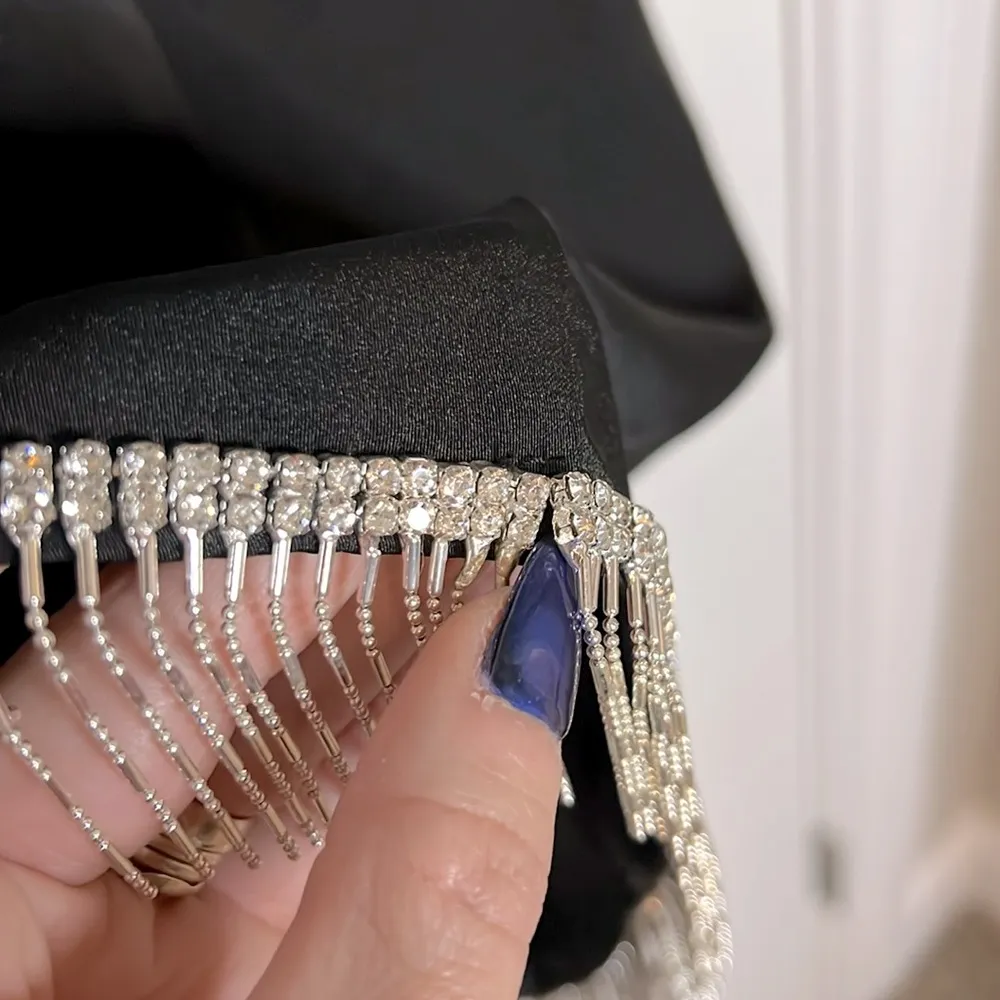 NWT Ieena for  26679 - Rhinestone Fringe Hem Long Sleeve Dress - Image 10