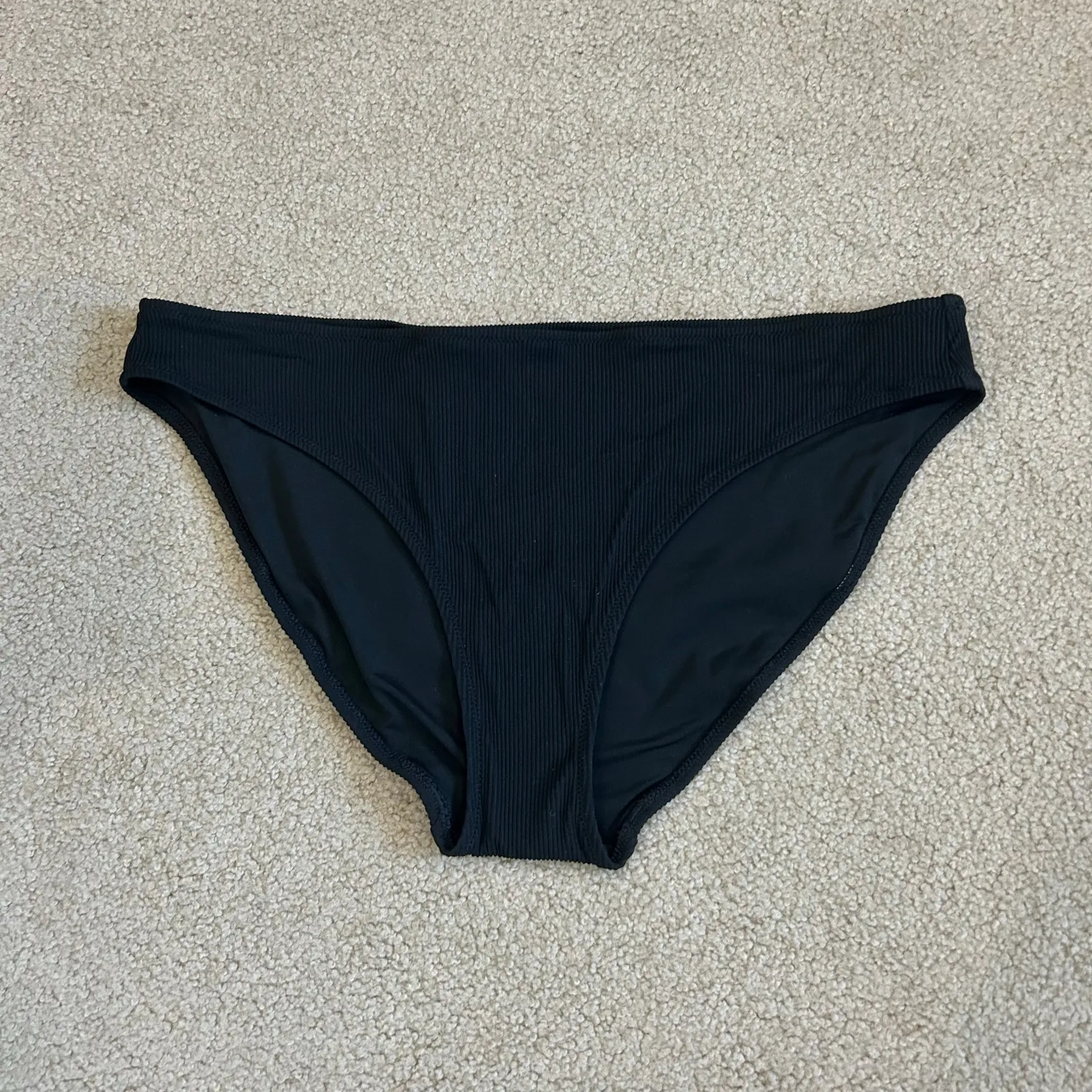 NWT Aerie Ribbed Bikini Bottom Women's True Black Swim Bathing Suit Size L - Image 2