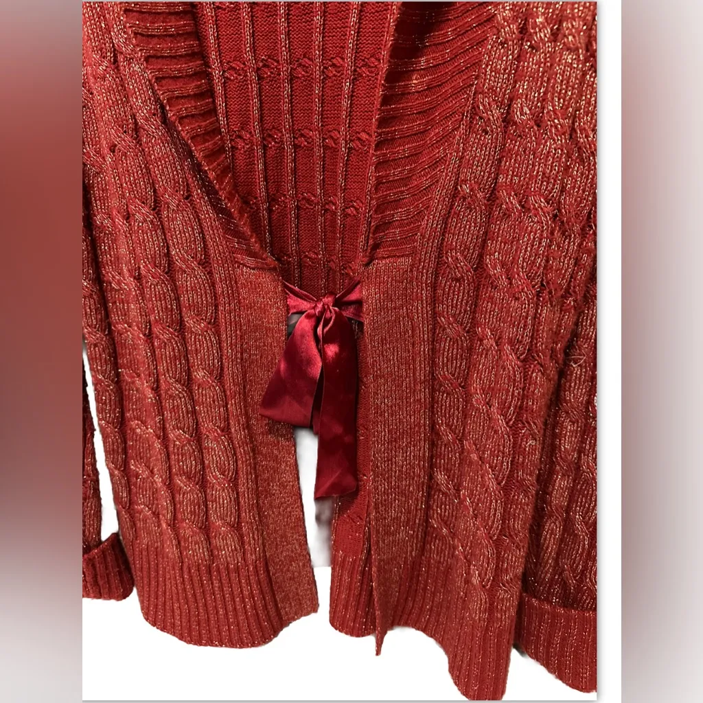 West End Front tie‎ Cardigan Sweater size M Gold Size M - Image 3