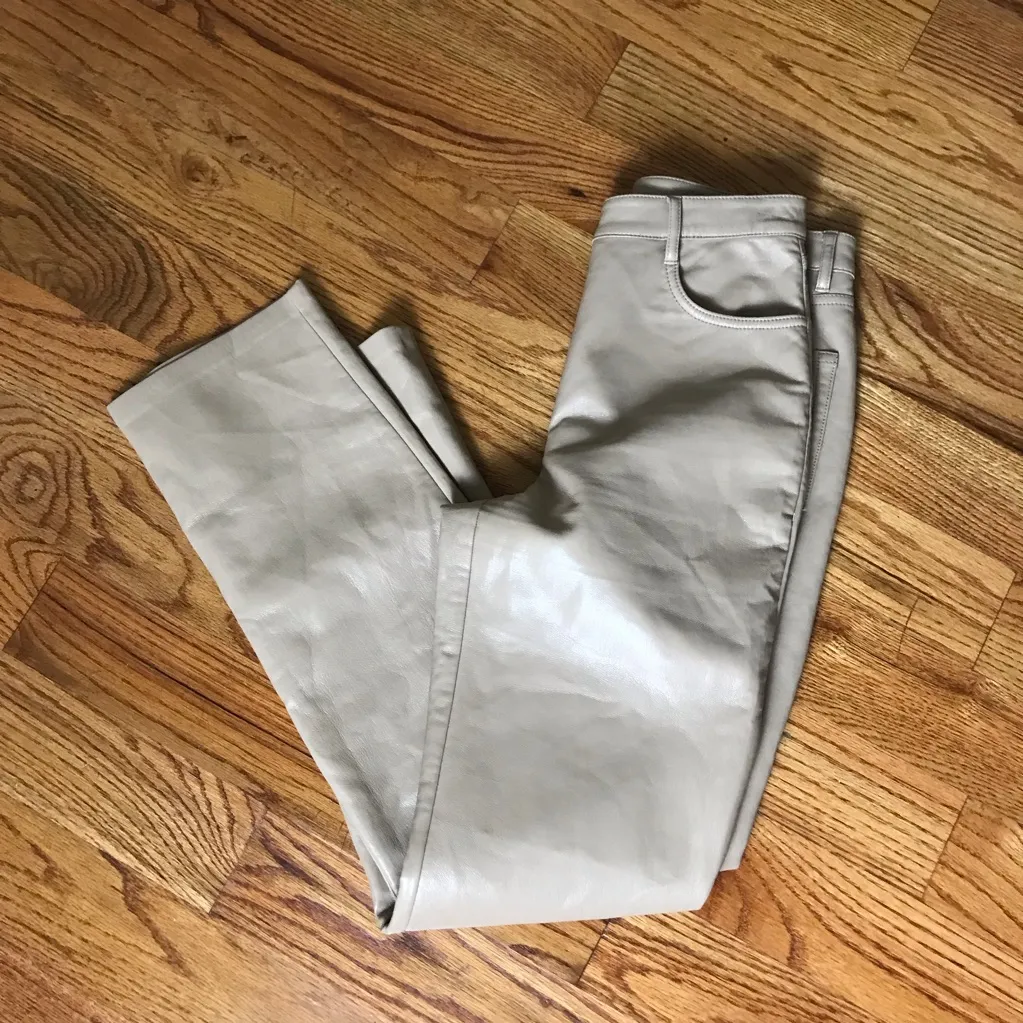 Aritzia Wilfred Melina Tan High-Waisted Faux Leather Pants - Image 2