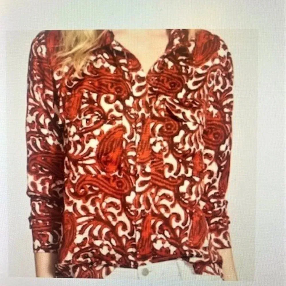 Michael Kors L/S Paisley‎ Button Down 1X Orange - Image 3
