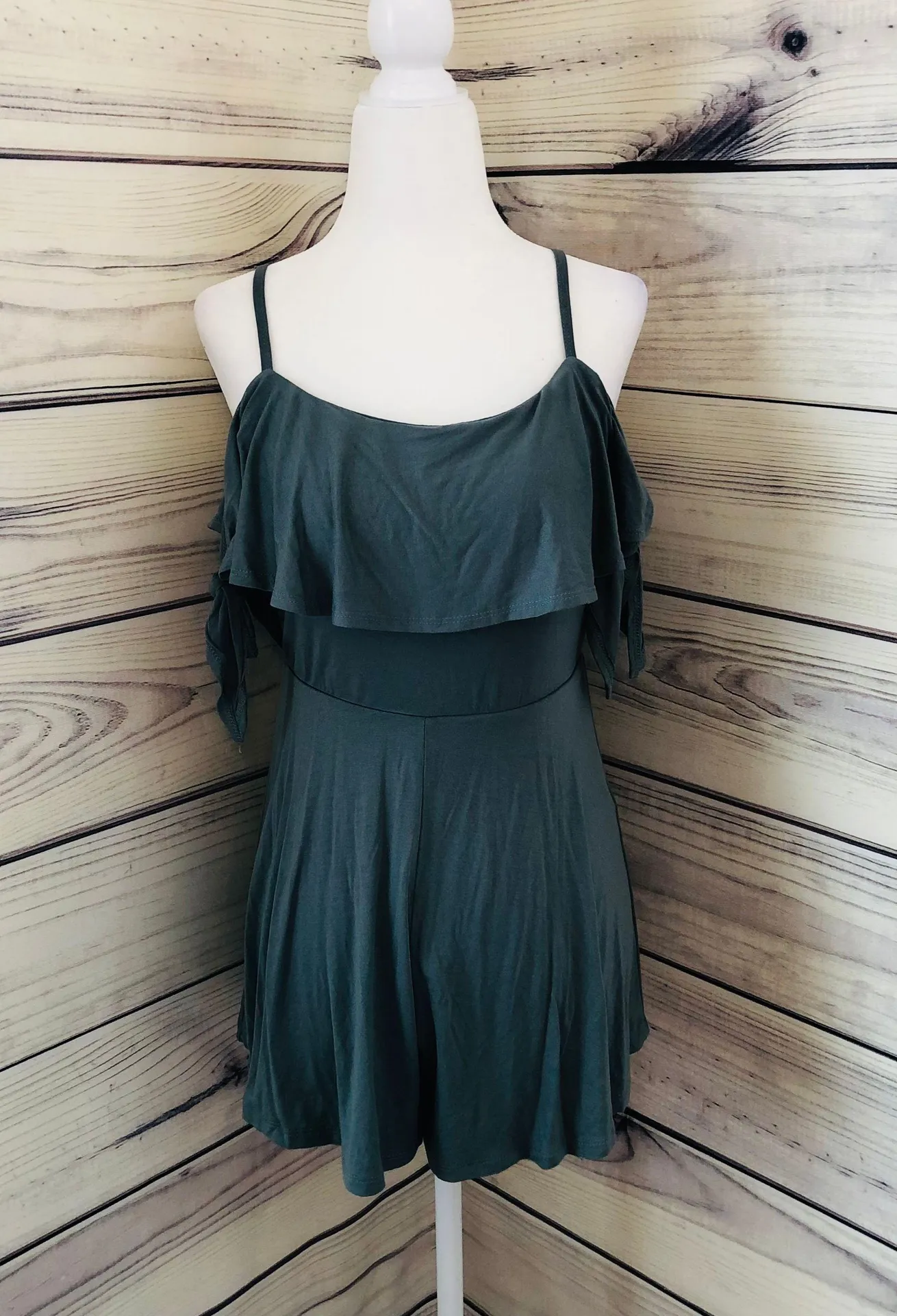 Green Off Shoulder Romper