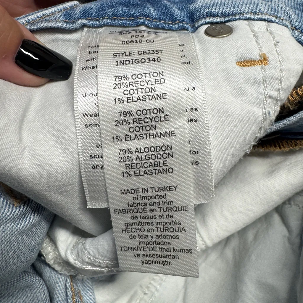 Good American Good Boy Ripped High Waist Side Slit Raw Hem Jeans in size 26/2 - Image 8