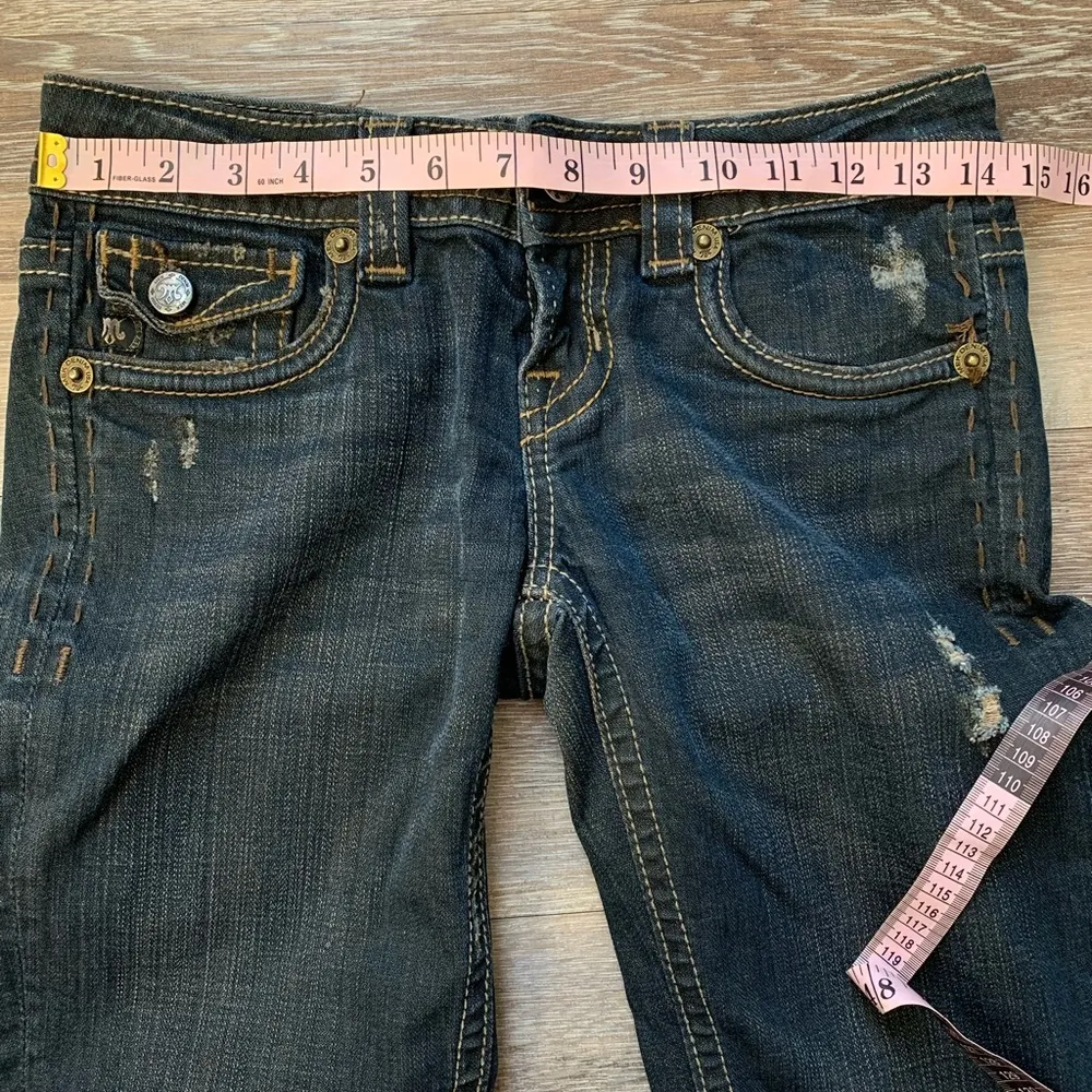 MEK Denim Dark Wash Distressed Santiago Straight Leg Jeans 26 x 32 - Image 5