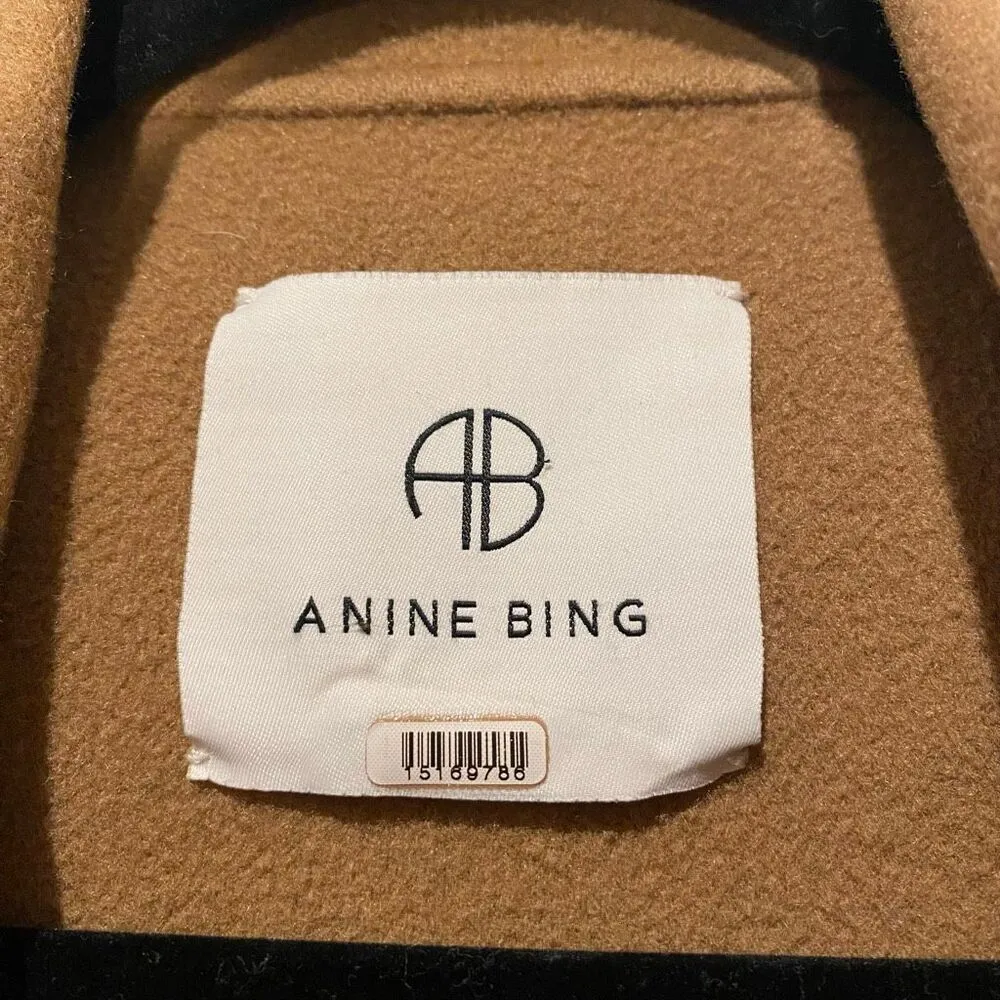 Anine Bing Quinn Wool Cashmere Button Down Blazer Jacket in Camel Tan Large - Image 6