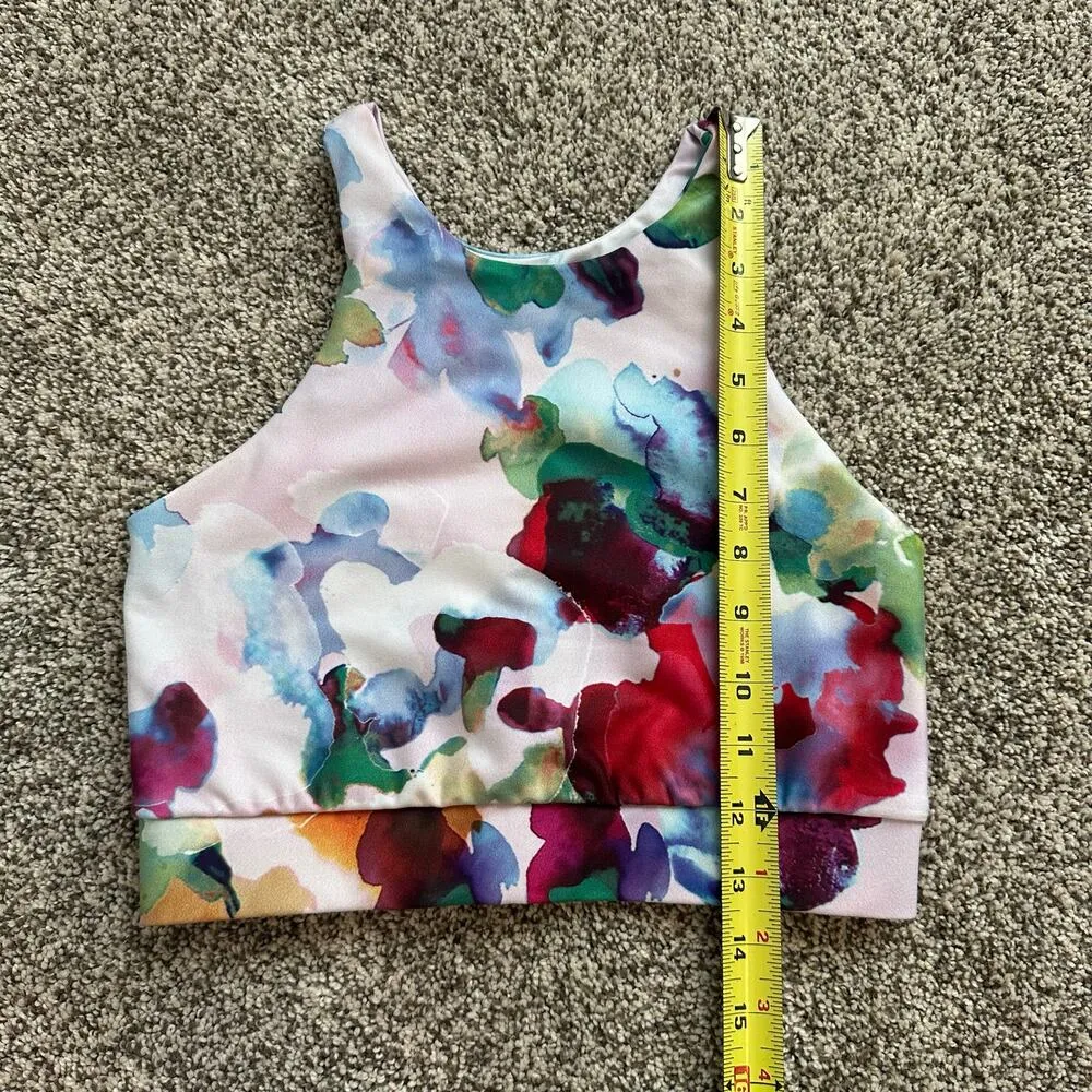 Lulu's Make Progress multicolor floral print long-line sports bra size S - Image 7