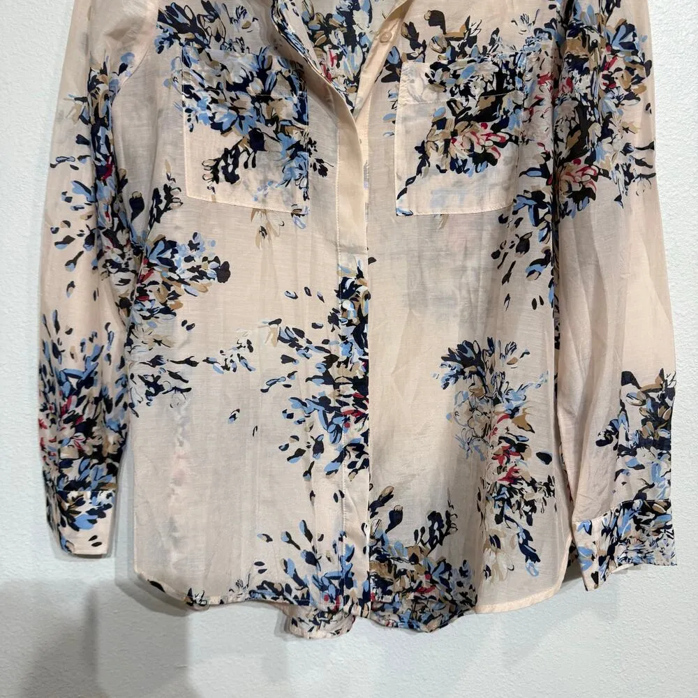 White House Black Market Pink Floral Blouse Sz 10P - Image 4