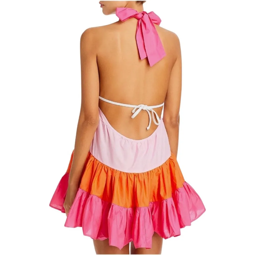 NWT SOLID & STRIPED Brianna Colorblock Halter Cover-up Dress Pink Tangerine XL - Image 25
