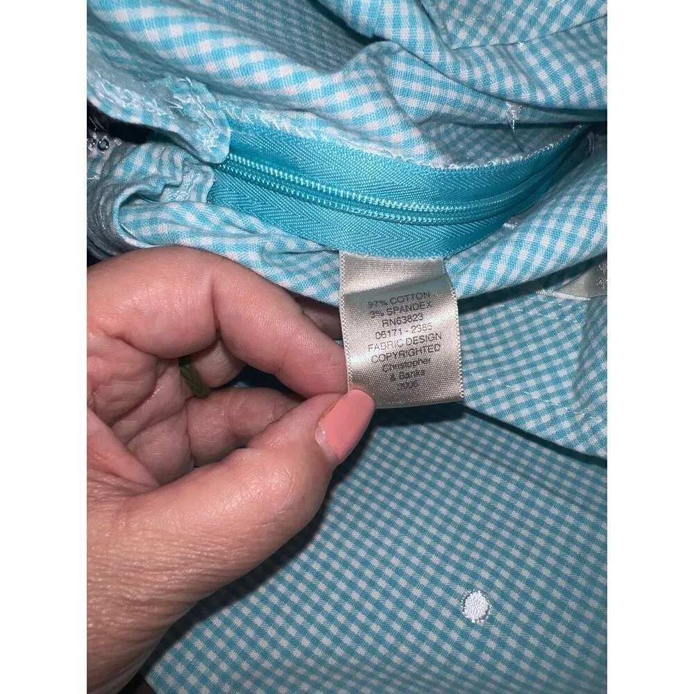 Christopher & Banks Light Blue Checkered Pants with Embroidered Polka Dots Sz 4 - Image 3