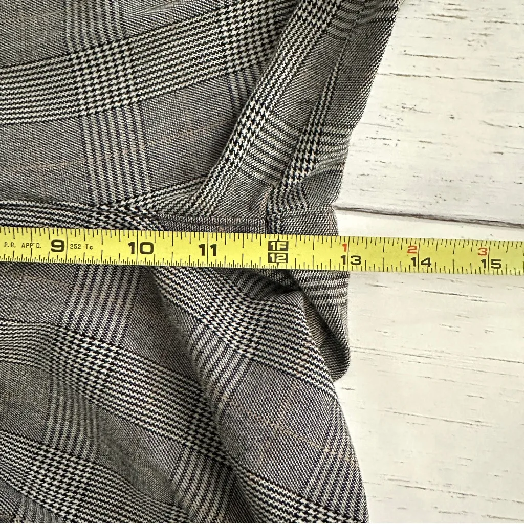 American Eagle Wide Leg Trousers Womens 8 Long Gray Plaid Pants Stretch New - Image 12