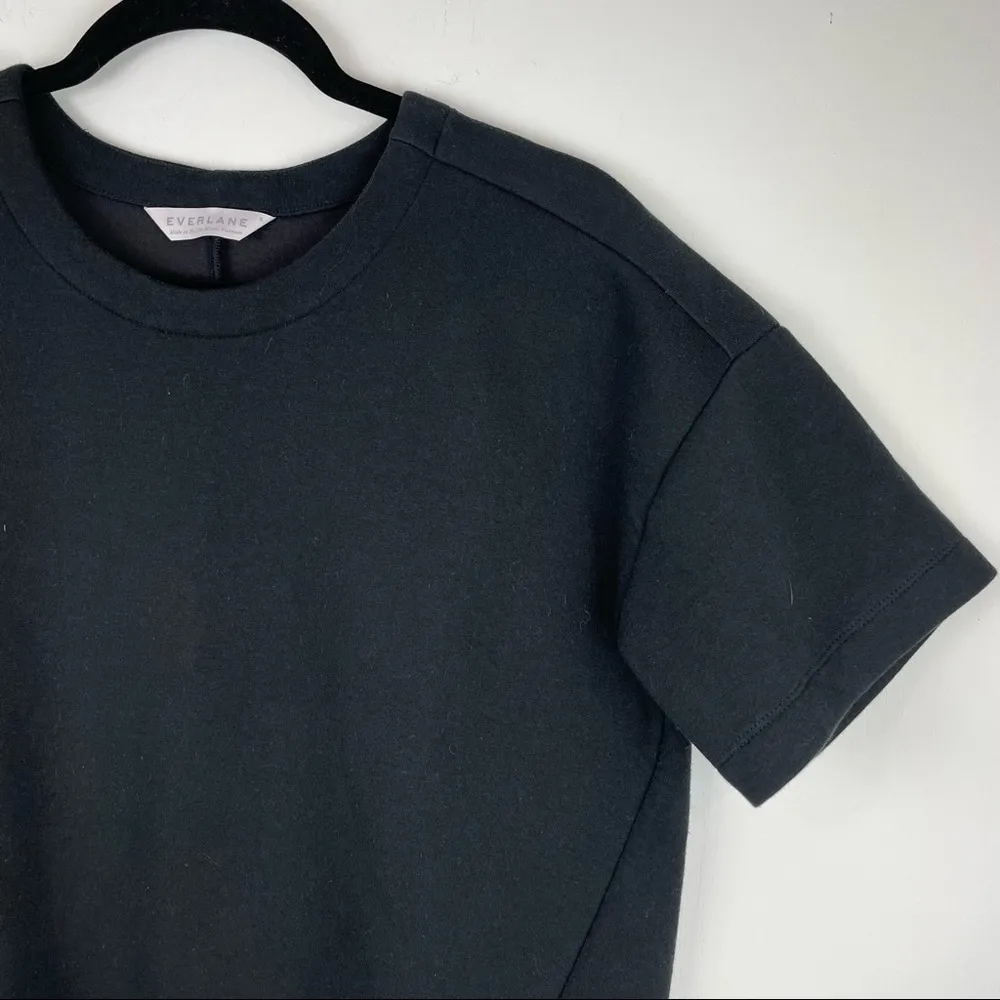 Everlane Sz Small Black Scuba Short Sleeve Boxy Sweatshirt Lagenlook - Image 8
