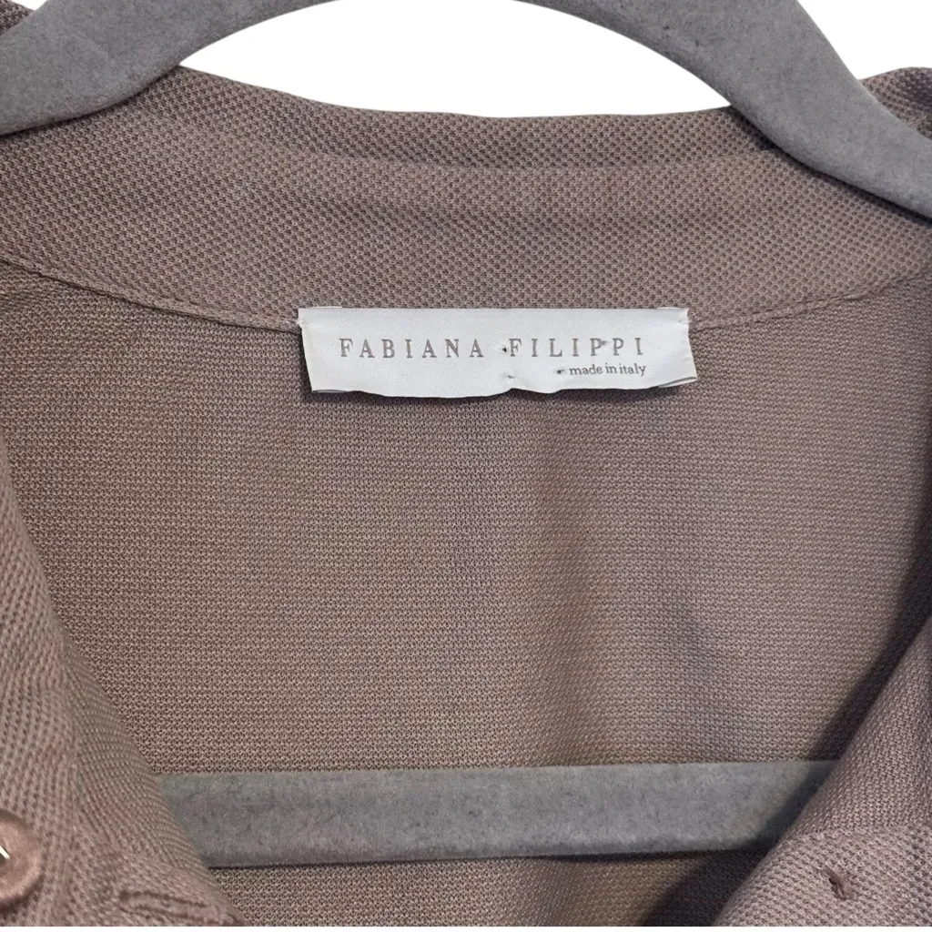 Fabiana Filippi Embroidered Silk and Cotton Contrasting Polo Shirt XXL Purple Size 18 - Image 4