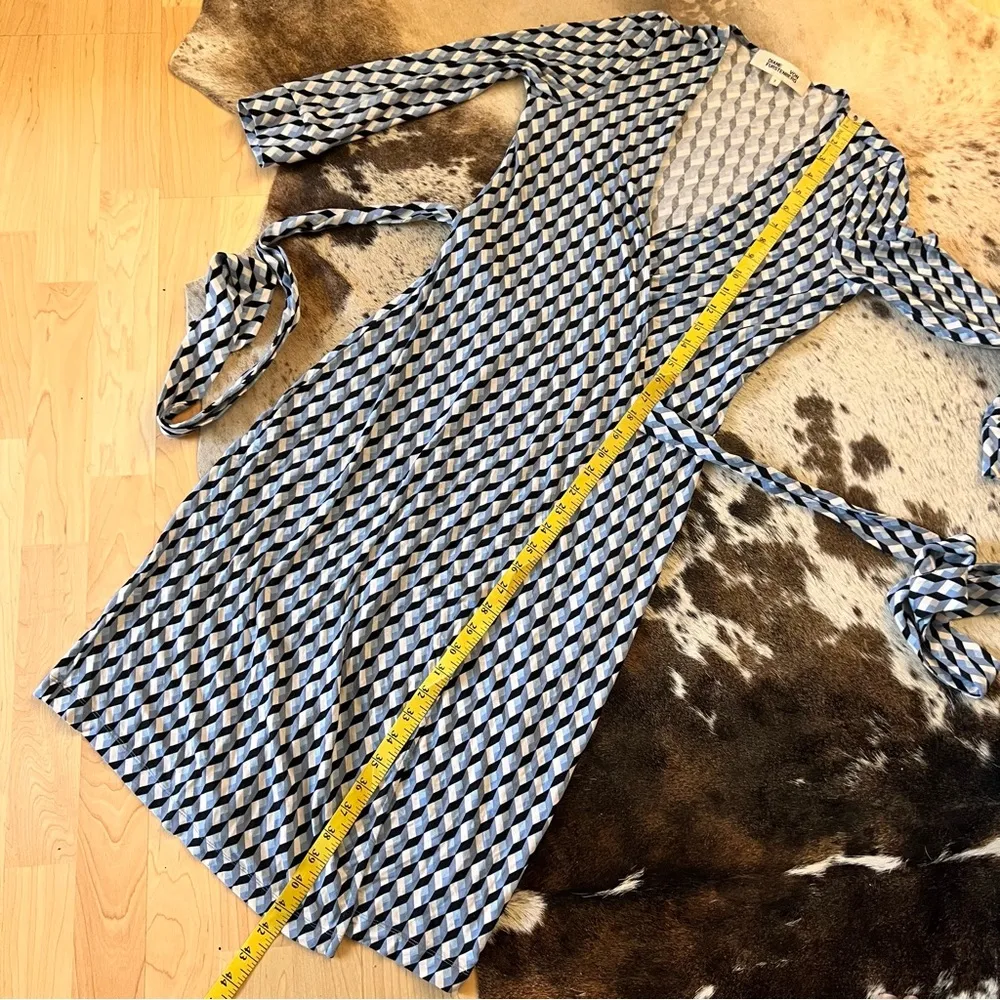 Diane Von Furstenberg New Julian Two HRQIV Harlequin Ivory Wrap Dress Size Small - Image 3