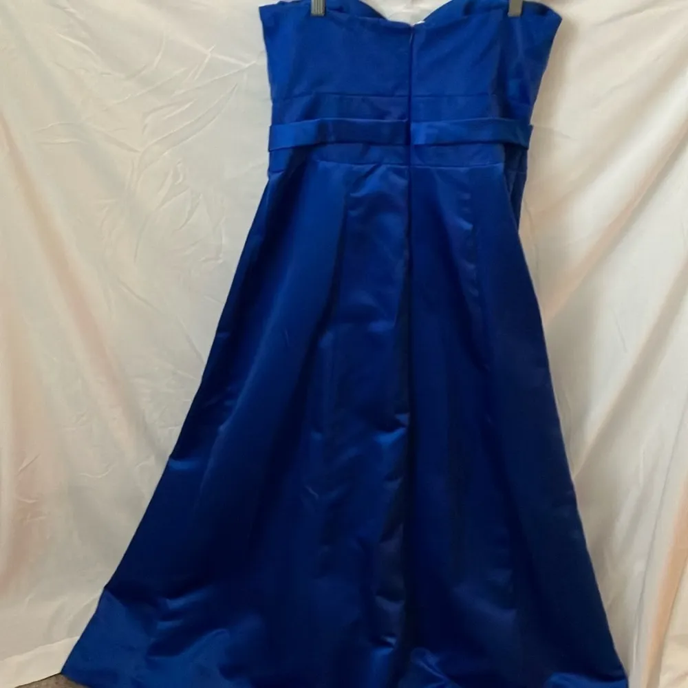 David’s Bridal: Royal Blue Strapless Dress with tulle on bottom- zip back- sz 14 - Image 11