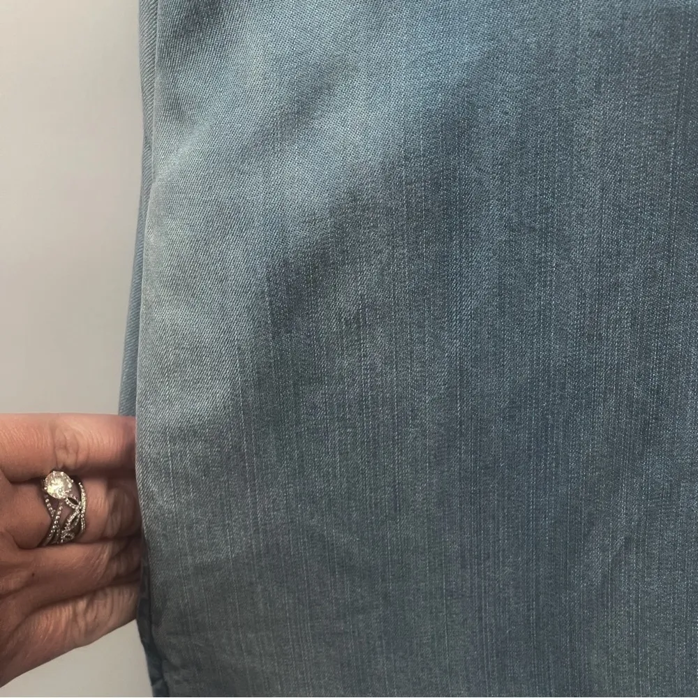 Light Wash Chambray Denim Look Tassel Tunic Midi Dress Medium Velvet Heart - Image 10