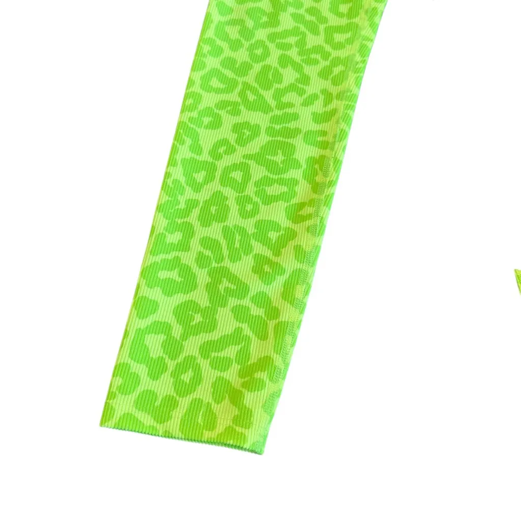 Beach Riot Sport Ayla Neon Green Animal Print Leggings Cheetah Workout Sz Small - Image 4