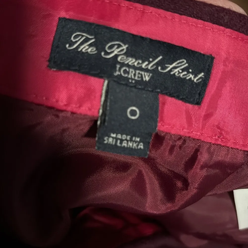 J. Crew The Pencil Skirt Burgundy Plum Purple Wool Viscose Knee Length Size 0 - Image 5